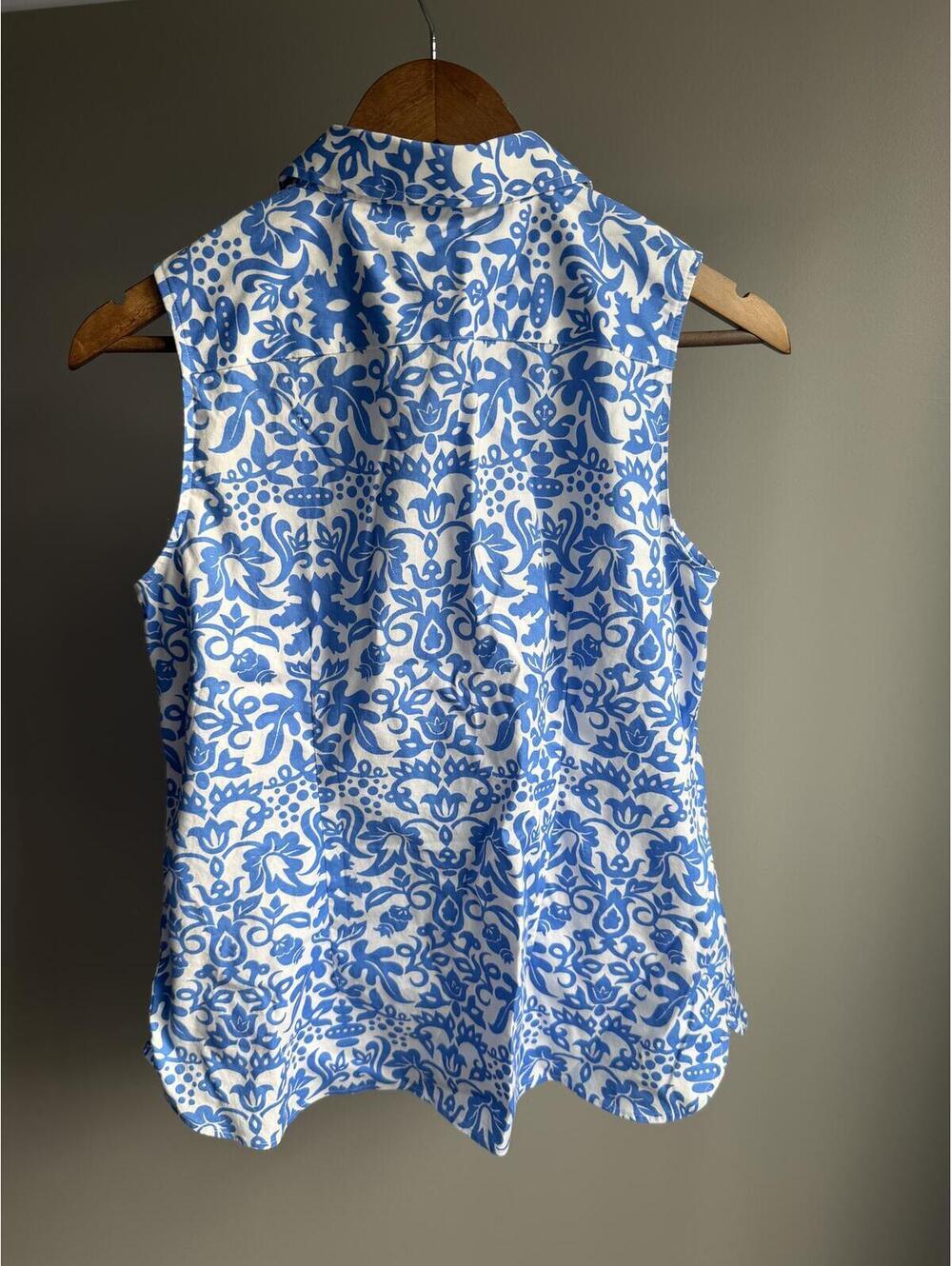 Talbots cotton blend collared button down tank top - Picture 4 of 7